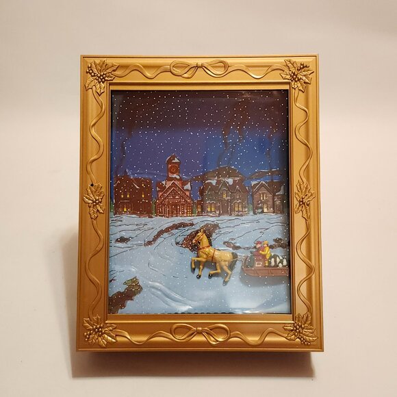 VINTAGE Mr. Christmas Snowing Scenes Magical Photo Frame Musical Moving Snow - Picture 10 of 11